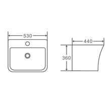 Zento 530mm Ceramic Wall-Hung Semi Pedestal Basin